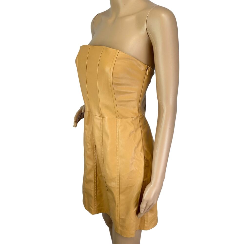 NWT Zara Faux Leather Strapless Mini Dress in Caramel Size L - Picture 10 of 16
